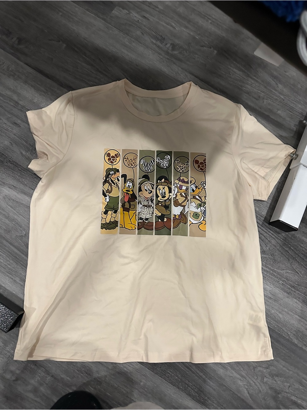SHEIN Beige Graphic Tank Top with Multicolor Character Panels